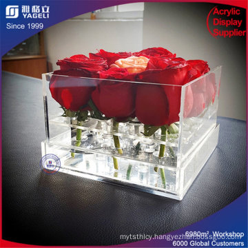 Unique Square Large Acrylic Flower Box with Lid